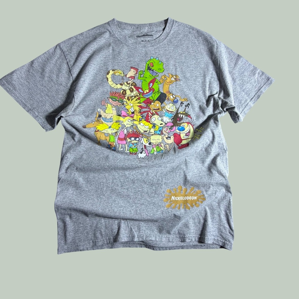 Nickelodeon 90s Cartoon Characters Graphic T-Shirt Gray Mens Medium Rugrats 2021